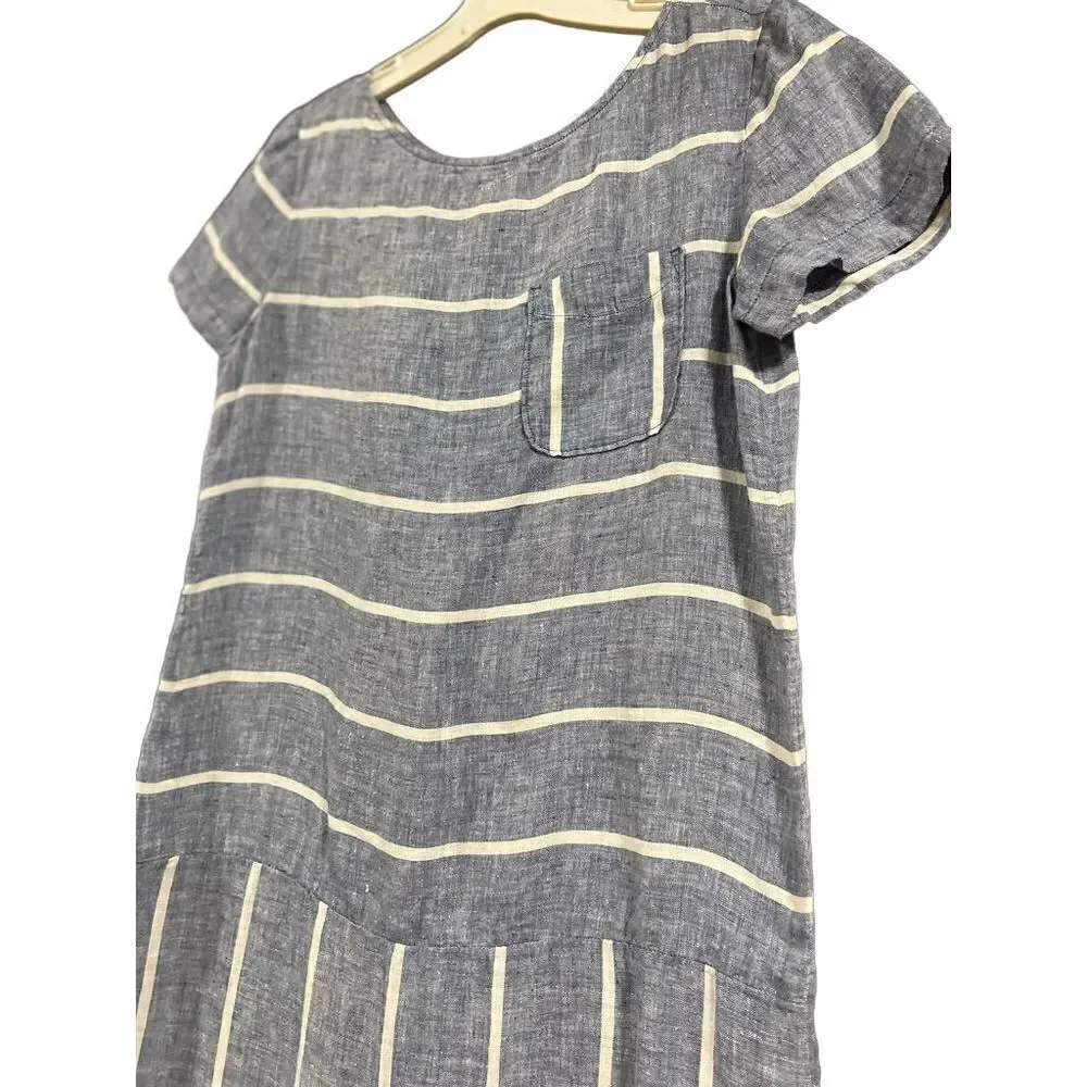 Lou & Grey Blue and White Linen Mini Dress Size XS - Picture 3 of 9